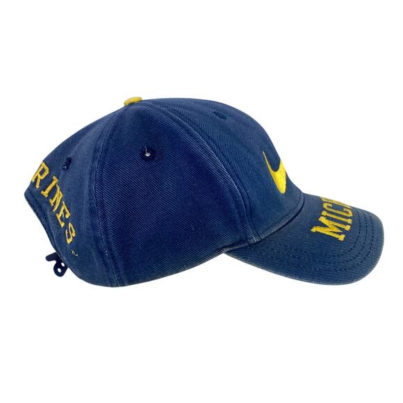Vtg 90s Nike Michigan Wolverines Blue Yellow Swoosh Logo Spellout Snapback Hat - Picture 3 of 10